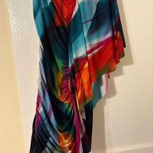 Vibrant Multicolor Off Shoulder Tshirt Dress